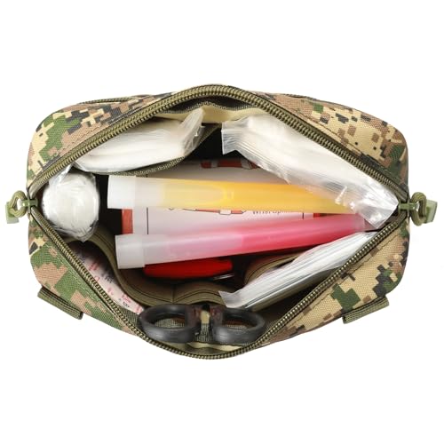FRTKK Tactical Molle Admin Pouch Utility Laser Cut EDC Tool Pouch Bag Horizontal Modular Pouches Include US Flag Patch and Keychain - color: Digital