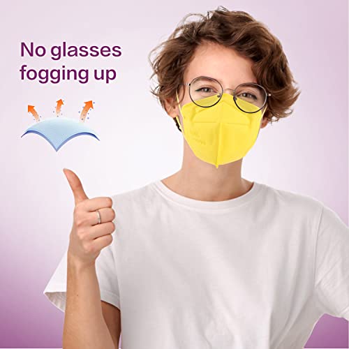 Miuphro KN95 Face Mask 25 Pack, 5-Layers Breathable KN95 Masks - color: Yellow