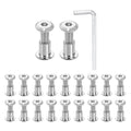HARFINGTON 20 Set M6x20mm Hex Drive Socket Cap Bolt and M6x10mm Nuts with M4 Hex Wrench, Furniture Connector Bolts and Screws for Furniture Countersunk Belt, Silver - size: M6x20mm, M6x10mm