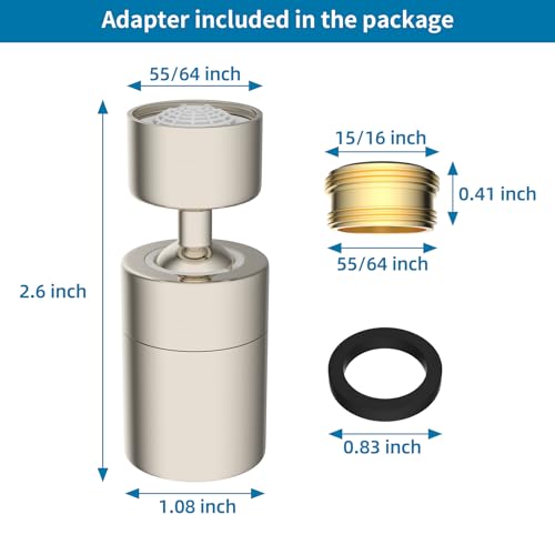 Hibbent NSF/ANSI/CAN 61 Certified Kitchen Faucet Aerator, Brushed Nickel - color: Brushed Nickel, style: Upgraded 360 Degree Faucet Aerator