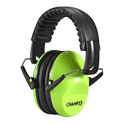 Champs Ear Muffs for Noise Reduction Earmuff Noise Protection Reduction Headphones for Toddlers Kid Children Teen NRR 25dB Safety Hearing Ear Muff Air Shows, Concerts, Firework, Study [Green] - color: Green