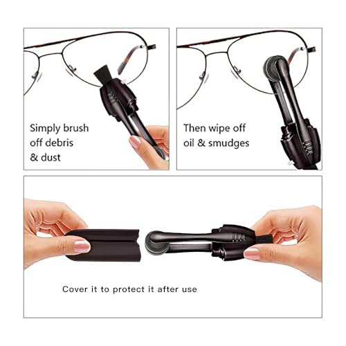 Eye Glasses Cleaner (3pc), Portable Carbon Eyeglass Cleaner, Microfiber Spectacles Mini Sunglasses Brush Soft Brush Cleaning Tool for Lens