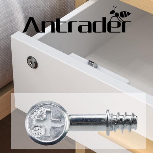 Antrader 10-Pack Furniture Side Knock Down Furniture Cam Lock Connecting Fitting Pre-Inserted Nut Dowels Connector Assembly (812 Fitting+28mm Screw) - size: 28mm