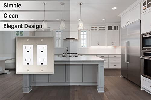 Henne Bery Soft Modern Decorative Wall Plate Switch Plate Outlet Cover (Double Decorator, Satin Nickel) - style: Double Decorator