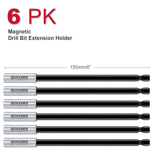 Geinxurn 6Pc 6Inches Screwdriver Bit Holders, Cr-V Extension Socket Drill Bit Magnetic Holder Hex Shank Quick-Change Drill Bit Guide - size: 6"