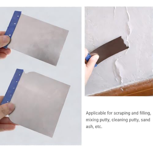 4 Pcs Metal Body Filler Spreader, Stainless Steel Putty Knife Set, Multipurpose Automotive Scraper Repair Tool for Applying Glaze, Plaster, Cement and Paint Fillers