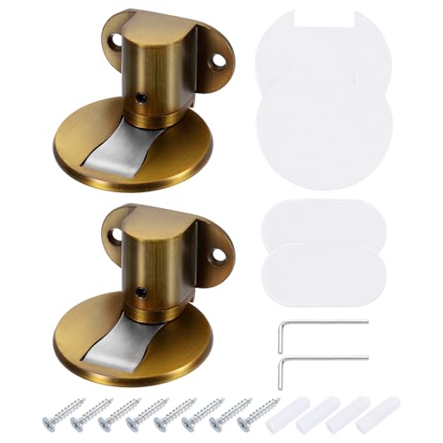 uxcell 2Pcs Magnetic Door Stopper, Silent Magnetic Floor Door Stop, Brass - color: Brass