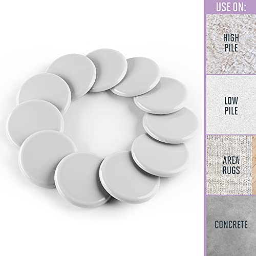 Super Sliders 3 1/2" Round Reusable Furniture Sliders for Carpet Easily Move Medium to Large Sized Items Across Carpet, 4 Pack Gray - color: Grey, size: 4 Count (Pack of 1)