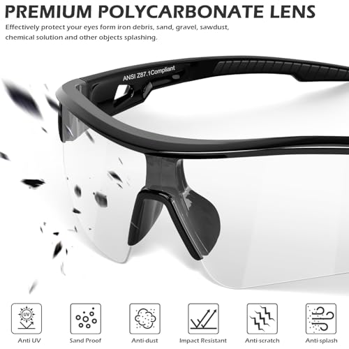 OXG Work Safety Glasses for Men Women, ANSI Z87.1 UV Protection - color: 12p-clear