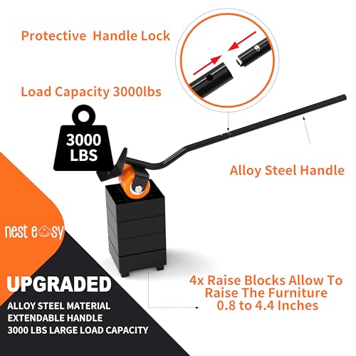 Heavy Duty Furniture Dolly 360 Rotate 5 Wheels 3000 Lbs Capacity 5.3x5.3 in - color: Orange, size: 5.3x5.3 IN