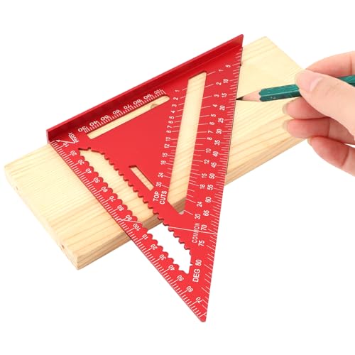 Carpenter Square 7 Inch Rafter Square for Angle Drawing Triangle - Red - color: red