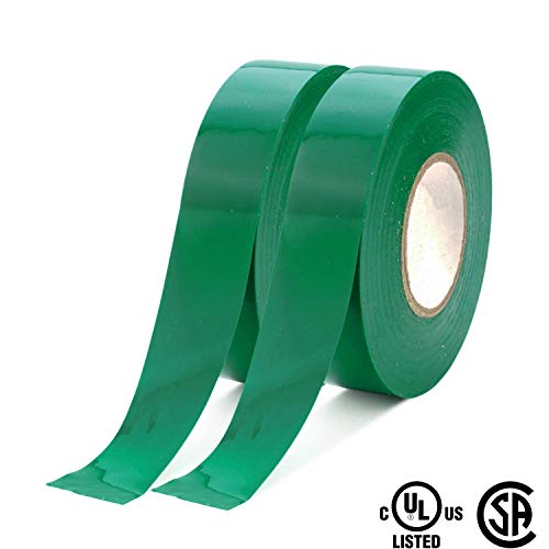 Xtricity Vinyl Green Electrical Tape 3/4" x 66 Ft for Electrical Insulation - color: Green, size: 2 Pack
