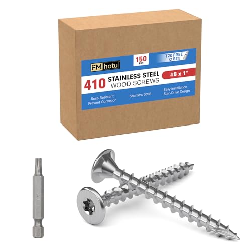 #8 x 1 Stainless Steel Deck Screws, 150Pcs 410 Grade Stainless Steel - size: #8 × 1"