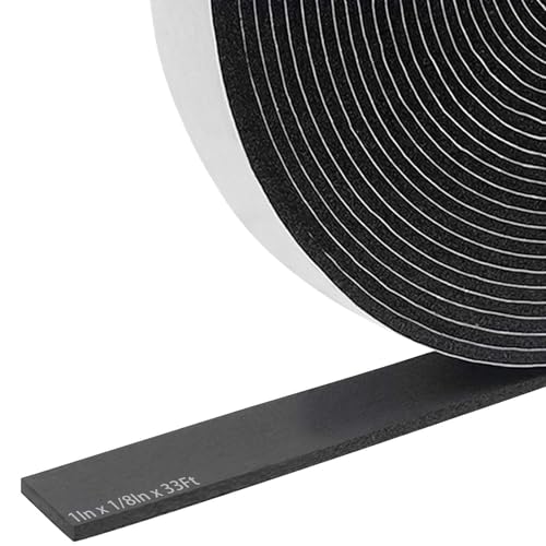 Storystore Self Adhesive Foam Weather Stripping, 1" x 1/8" x 33FT Door Seal - size: 1In x 1/8In x 33Ft