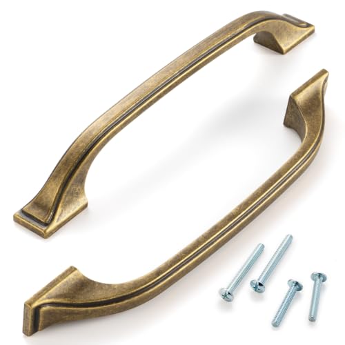 5 Inch Antique Brass Cabinet Pulls Arch Drawer Handles 10 Pack P2409 - color: Antique Brass, size: 5" Hole Centers-10 Pcs