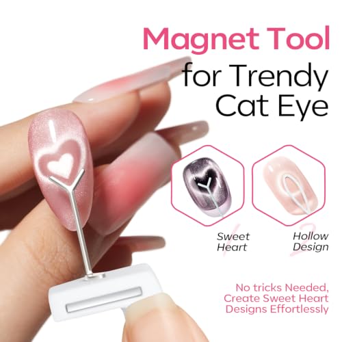 Modelones Cat Eye Magnet 5D Automatic Nail Magnet for Cateye Gel Polish - color: A Pink Rotating Cat Eye Magnet