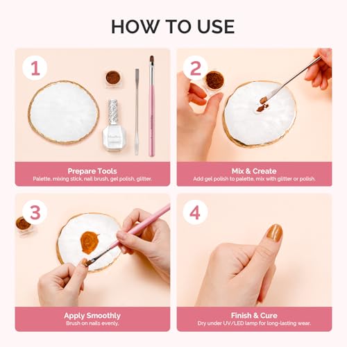 MelodySusie 1PC Round Resin Nail Art Palette with Mixing Spatula White - color: White Round With Spatula