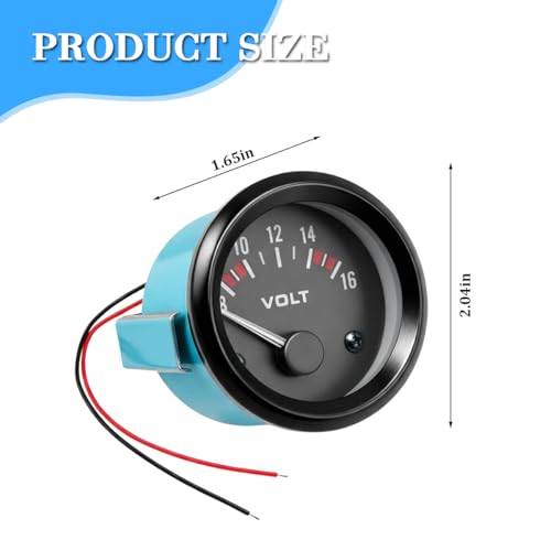 2" 52MM DC12V Car Voltage Gauge Meter, 8-16V Pointer LED Electrical Vehicle Voltmeter Gauge, Automotive Power Volt Meter Replacement, Universal for SUV Automobile Truck