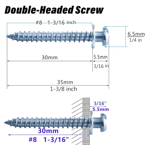 Drywall Bear Claw Double Headed Picture Hanger Screws Hang Pictures/Mirrors - size: Blue Zinc