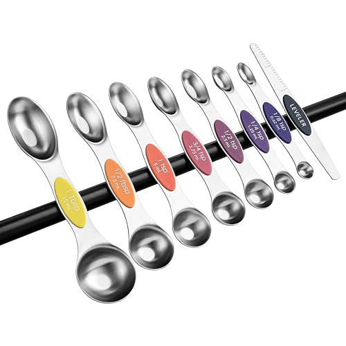 Spring Chef Stainless Steel 8 Magnetic Measuring Spoons, Mountain Sunrise - color: Mountain Sunrise, size: 1-Pack