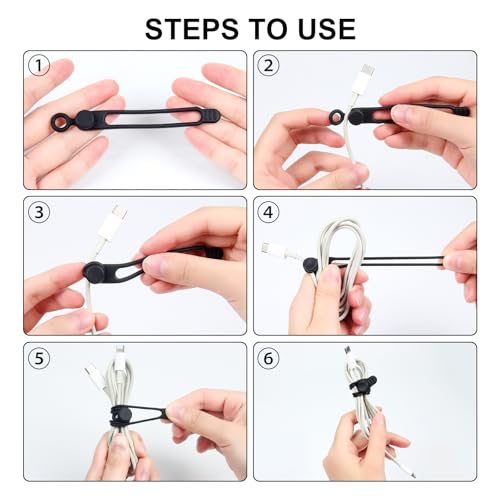 Silicone Cable Ties, 30Pcs Reusable Cord Ties in 3 Sizes for Various Cables