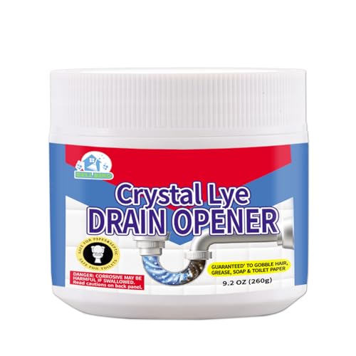BELL BIRD Crystal Lye Drain Opener, Lye Sodium Hydroxide, Unclogs Bathroom Kitchen Sinks, Shower Pipes & Toilets, Sink Drain Cleaner, Clog Remover for Clogged Drains Bathtub Pipes (1PCS) - size: 9.2 Ounce (Pack of 1)