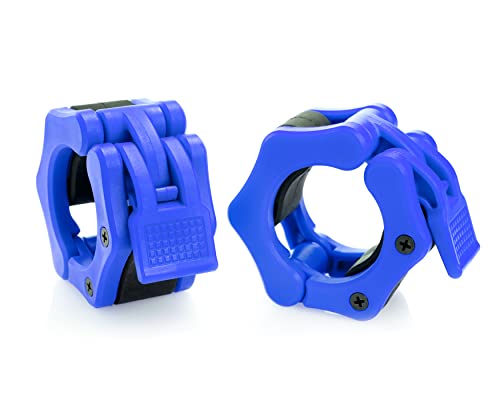 Olympic Barbell Clamps Collars Quick Release Pair Weight Clips for 2 inch Barbell BLUE - color: Blue, size: Olympic 2"