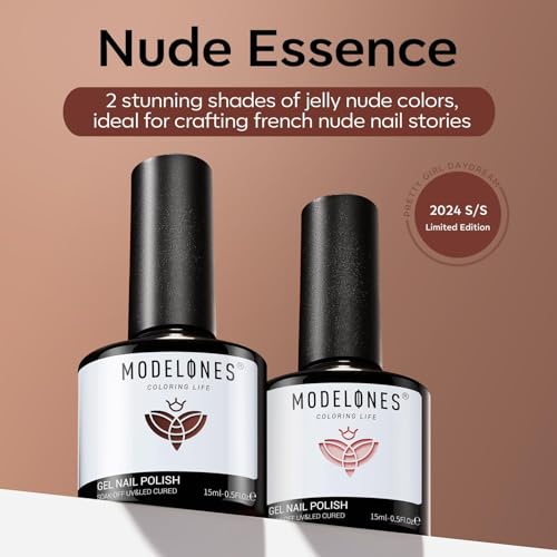 modelones Brown Gel Nail Polish Set 2 Pcs 15 ML Nude Brown - color: A2-Nude Essence