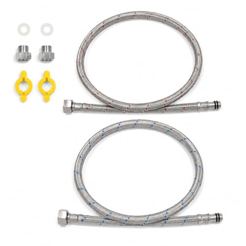 Klabb Sink Faucet Water Line Kit, 32" Flexible Braided Connector Hose