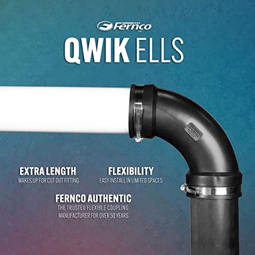 Fernco 2" Flexible PVC 90-Degree Elbow Includes Optional 1.5" Reducer Bushing for DWV Cast Iron, Steel and Plastic Pipe Connections