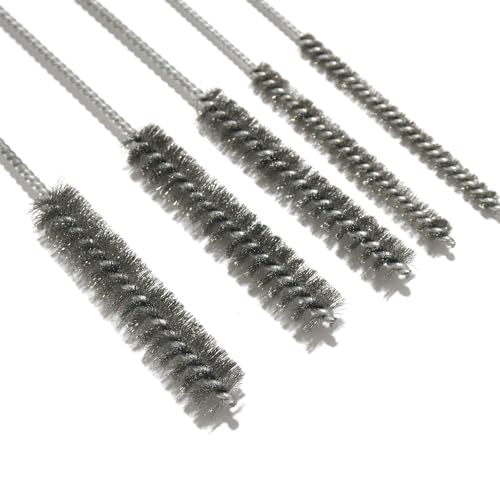 5 PCS Stainless Steel Wire Tube Brushes, 5 Size 11.8 Inch Brush Flexible Long Wire Cleaning Brush for Parts, Engine, Tubes, Cylinders