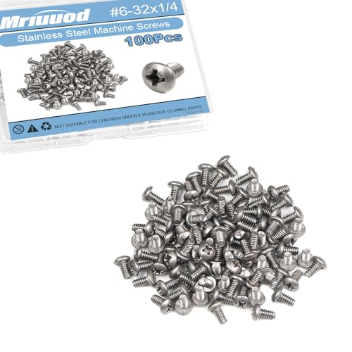 100Pcs #6-32x1/4 Machine Small Screws Pan Phillips Cross for Belt Repairs - size: #6-32x6.35mm