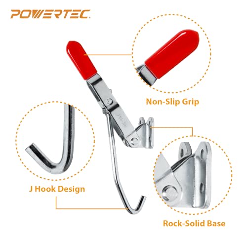 POWERTEC 2PK J Hook Toggle Clamp, 375 lbs Holding Capacity, 451 Adjustable Pull Action Latch for Smoker, Tool Box, Woodworking Jigs and Fixtures, Cabinet, Lids, Door, Truck (20308-PV2) - style: 451, 2PK