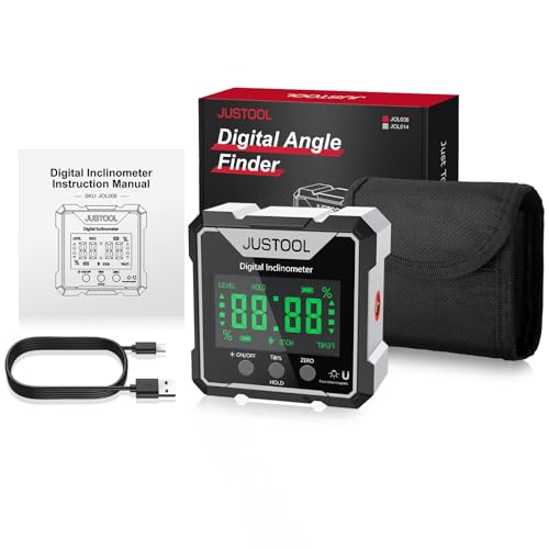 JUSTOOL Mini Digital Angle Gauge Magnetic Angle Finder with Dual Laser - color: Grey