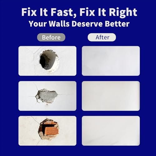 Breliter Drywall Repair Patch Kit, 13 Pcs Self-Adhesive Aluminum Wall Hole Repair Patches for Wall, Ceiling, Sheetrock, Plaster, 2/4/6/8 Inch Drywall Patch Kit with Scraper & Sandpaper - color: 13PCS