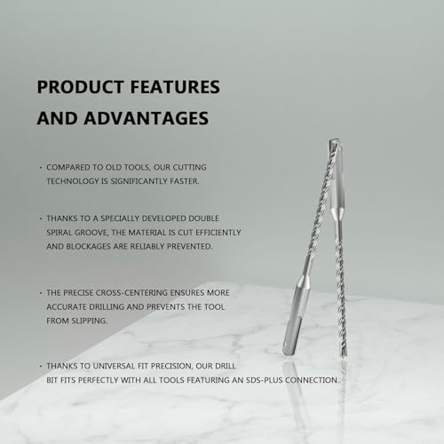 CATITO 7/32" x 6.3" SDS Plus Rotary Hammer Drill Bit, Professional Masonry Drill bit for Bricks, Cement Walls, and Concrete - size: 7/32 inch（5.5mm）, style: Length: 6.3"（160mm）