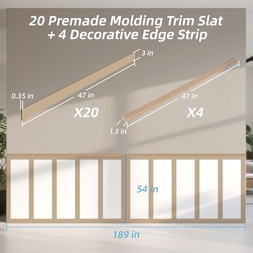 Art3d MDF Premade Paintable Board and Batten Wainscoting Kit, 189 x 54 in - size: 189 x 54 Inch