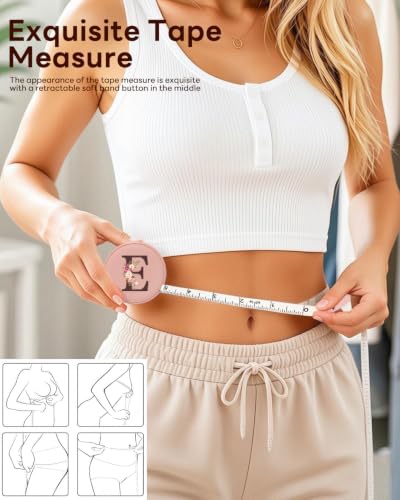 Maicican Retractable Tape Measure, Pink Leather Sewing Measuring Tape, E - color: Tape Measure-Pink E