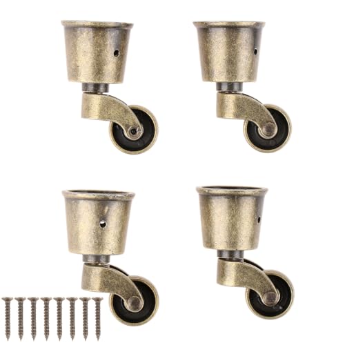 dophee 4Pcs Bronze Swivel Round Cup Caster for 25-30mm/1"-1.18" Wood Legs