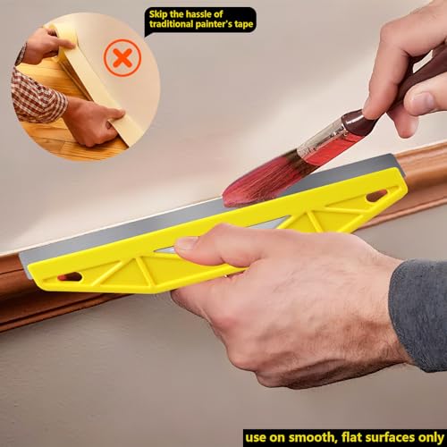 12-Inch Paint Edger & Trim Guard, Stainless Steel Straight Edge Tool - color: Yellow