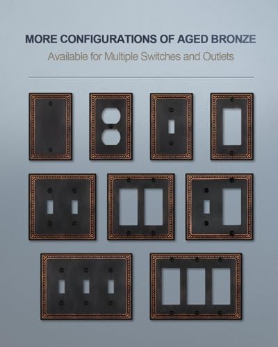 Switch Plates Outlet Covers, 4-Pack Aged Bronze Metal Wall Plates - color: Aged Bronze, size: 1 Toggle 4PK