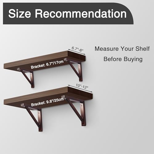 OVOV 2 Pack Wall Mount Wooden Shelf Brackets Triangle 7 Inch Brown - color: Brown, size: 7 Inch