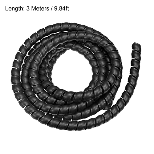 uxcell Flexible Spiral Tube Wrap Cable Management Sleeve 14mm X 17mm Computer Wire Manage Cord 3.0 Meters Length Black