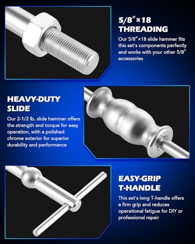 OMT Rear Axle Bearing Puller Tool Kit and Slide Hammer Set - color: Silver Puller, size: 8pc Slide Hammer Puller Set