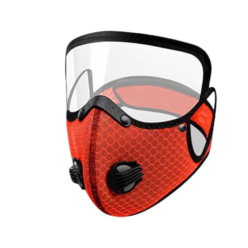 KISSOURBABY Breathable Mesh Cycling Face Mask Eye Shield One-Way Breathing Valve Adjustable Fit for Biking Hiking Orange - color: Orange
