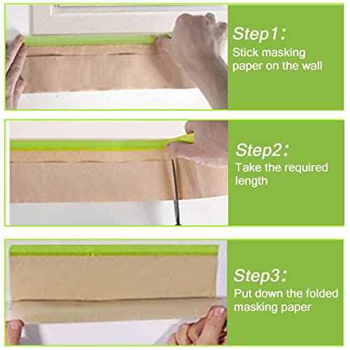 Pre-Taped Masking Paper-24 inch x 50 feet Automotive Paint Masking Paper, Painters Paper for Cars and Auto Body,Floor Protection,Wall Covering (1 roll)