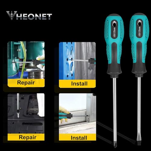 Stocking Stuffers for Men: 6-Piece Magnetic Screwdriver Set with 4-in-1 Keychain Tool | Includes Phillips & Flat Head | Non-Slip Grip for DIY & Home Repair | Practical Gift (Green & Black) - color: Green/Black
