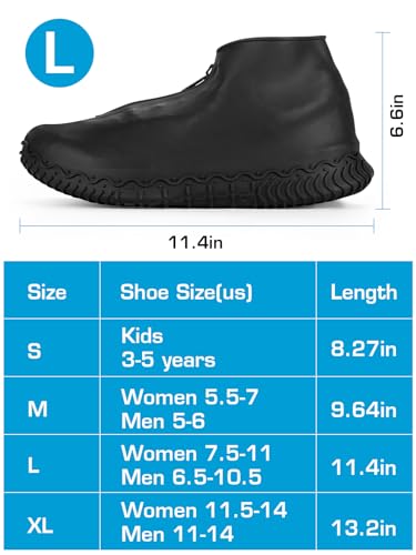 Zbyoujer Waterproof Rain Shoe Covers, Silicone Overshoes with Zipper Non-slip Galoshes for Men and Women - color: Black, size: M (Women 5-7, Men 5-6)