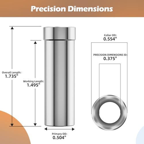 3/8" Extra-Deep Drill Bushings – Hardened Steel Guide Sleeves for DIY Dowel Jigs, Precision Drill Guides for Woodworking (12 Pack)