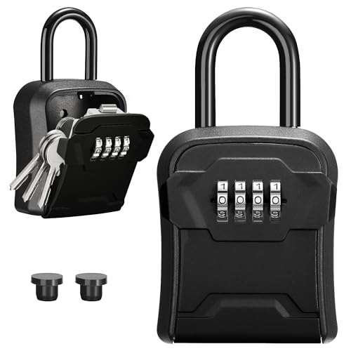 Puroma Key Lock Box for House Keys Combination Lockbox with Code, 1 Black - color: Pure Black